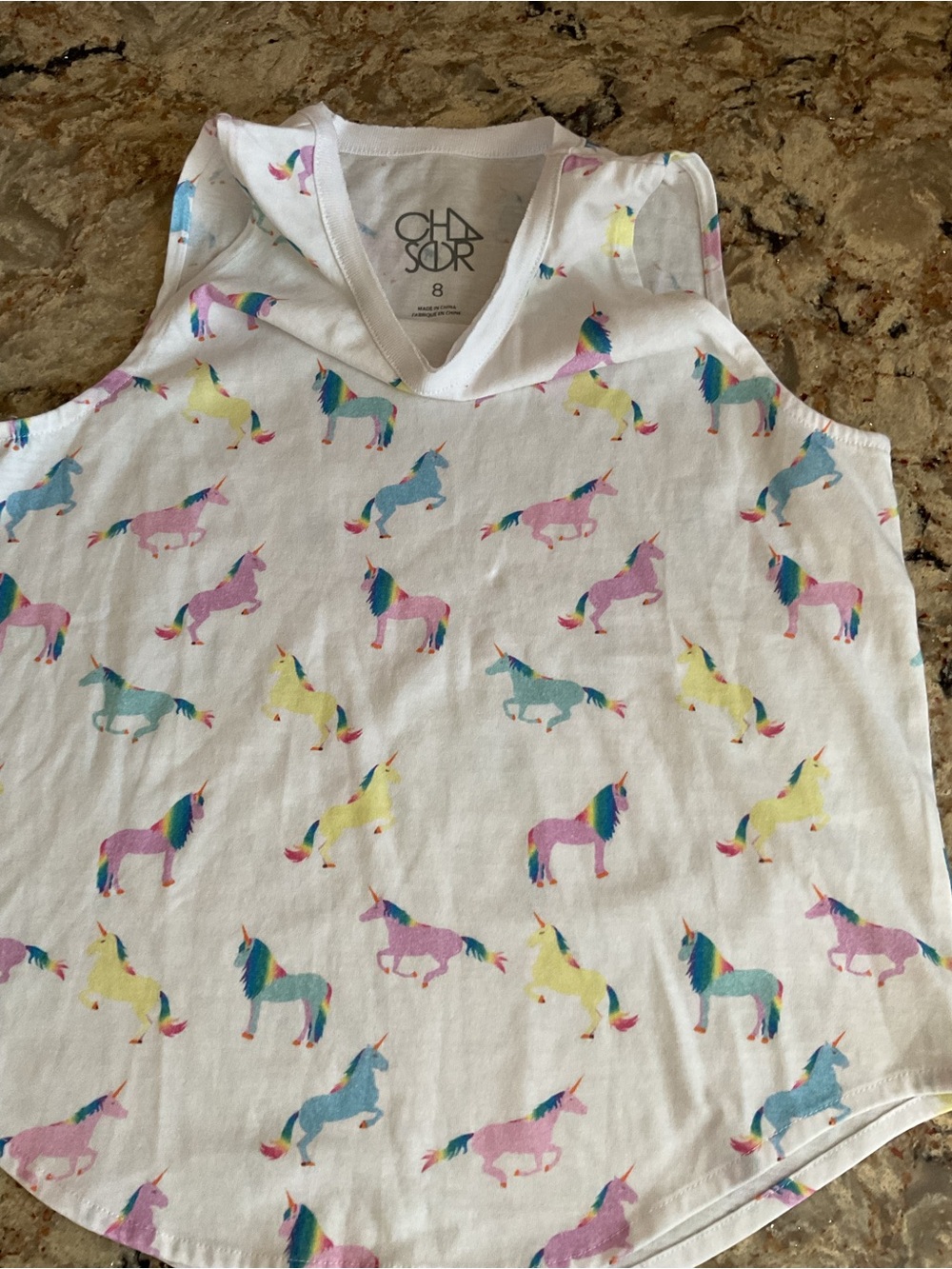 Unicorn Rainbow Colors White Tank Top Girls size 8